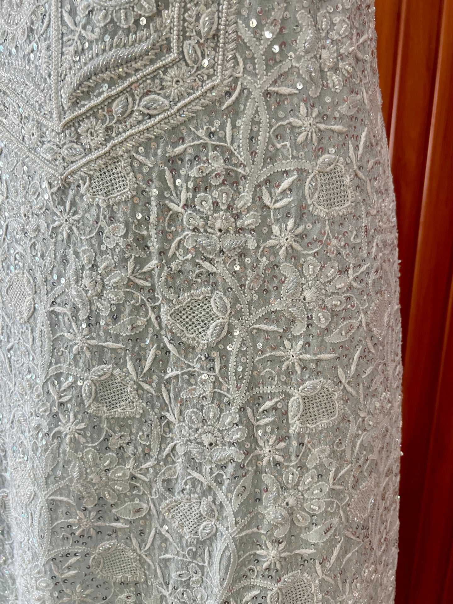 Suhaan Powder Blue Chikankari pearl sequins kurta and dupatta